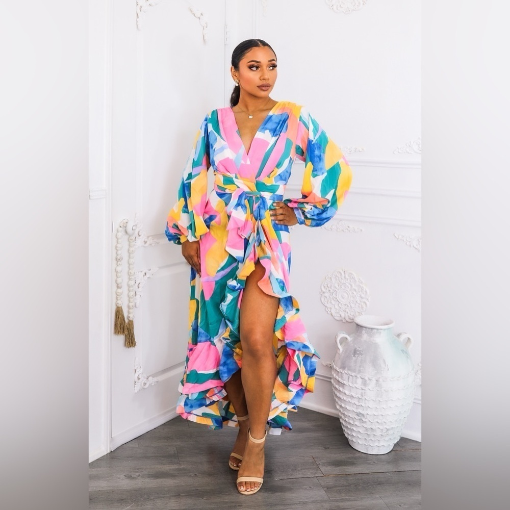 Colorful Abstract Maxi Dress - Picture 2 of 6
